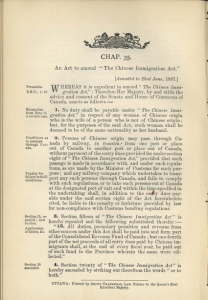 1887 - Chinese Immigration Act Ammendment Chapter 35-6