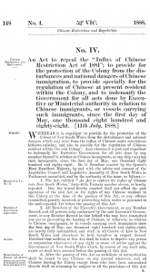 Chinese Resriction and Regulation 1888